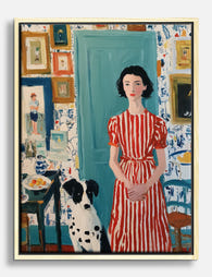 Striped Muse & Loyal Friend Canvas Print Oak