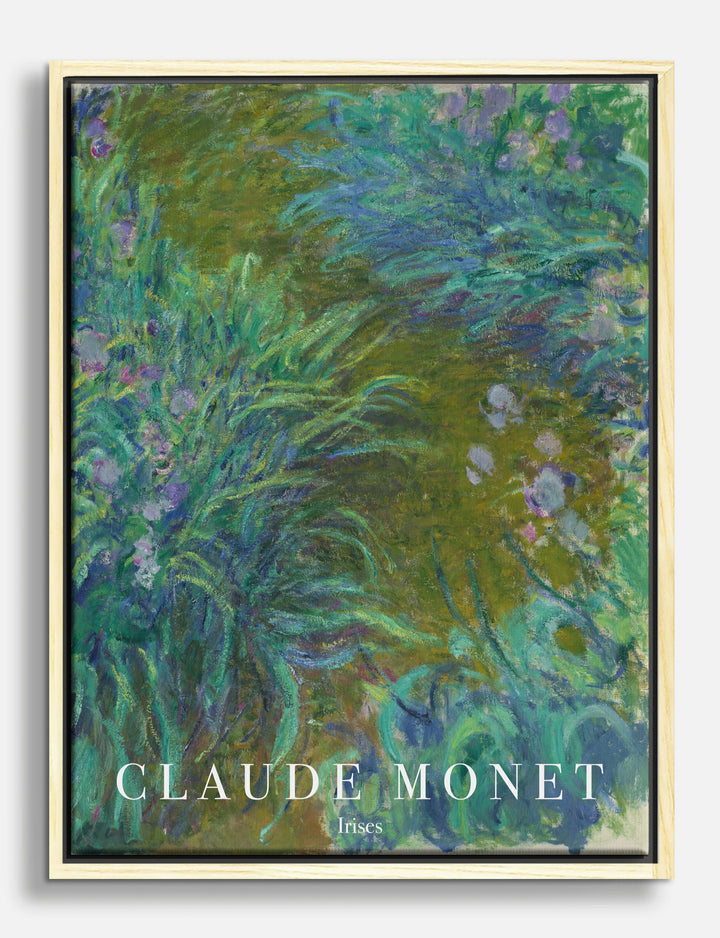 Monet Irises by Claude Monet Canvas Print Oak
