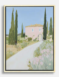 Tuscan Pink Villa Pathway Canvas Print Oak