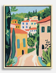 Sunlit Italian Village Canvas Print Oak