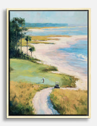 Sunlit Coastal Fairway Canvas Print - Oak