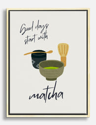 Matcha Morning Ritual Canvas Print Oak