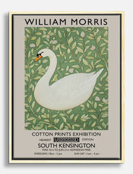 Elegant Swan by William Morris Canvas Print Oak