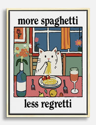 Spaghetti Cat Delight Canvas Print Oak