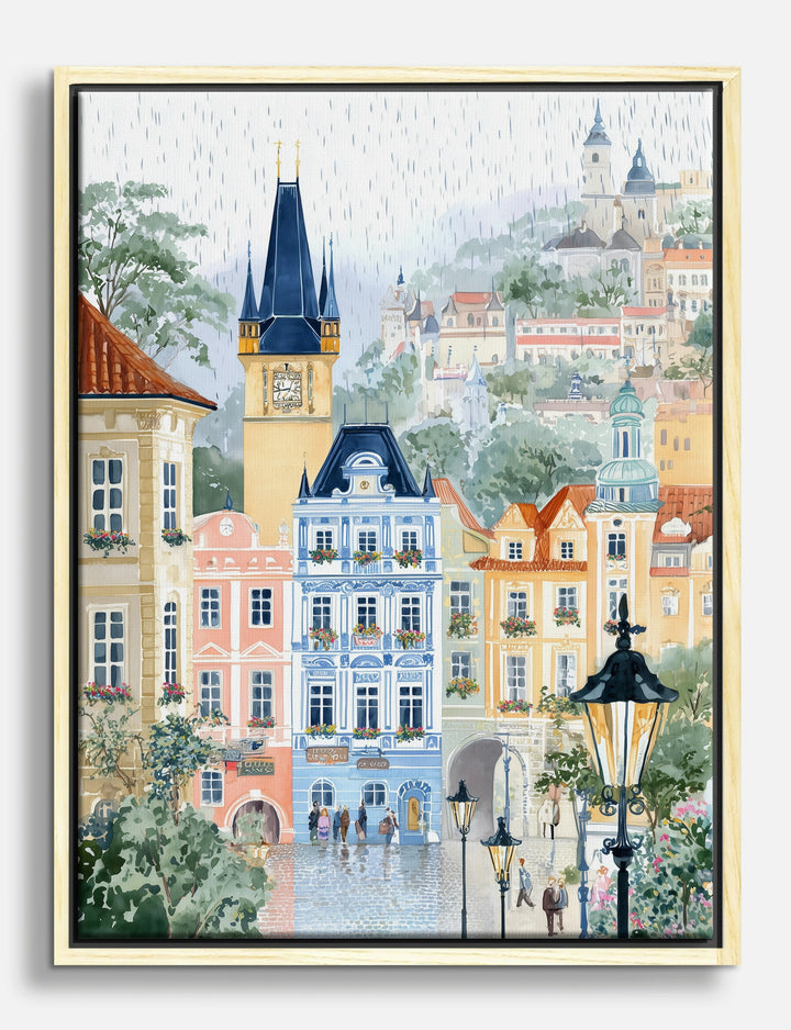 Rainy Day in Prague Canvas Print Oak
