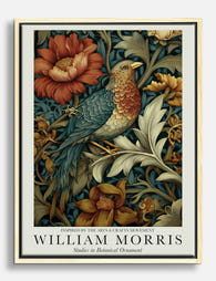William Morris Botanical Bird Canvas Print - Oak