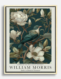 William Morris Botanical Bird Canvas Print Oak