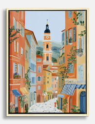 Sunlit French Street Canvas Print Oak