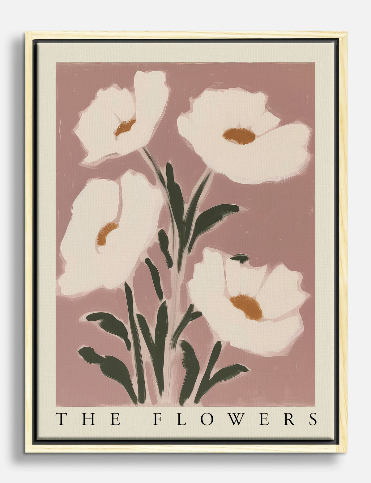 Soft Blush Blooms Canvas Print Oak