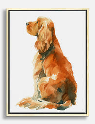 Golden Spaniel Watercolor Canvas Print Oak