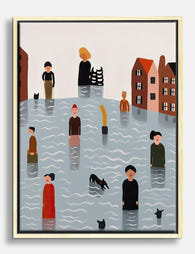 Canal Life, Amsterdam Whimsy Canvas Print Oak