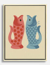 Playful Fish Jugs Canvas Print Oak
