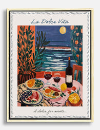 Italian Seaside Supper Canvas Print Oak