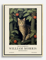 William Morris Cat & Orchard Canvas Print Oak