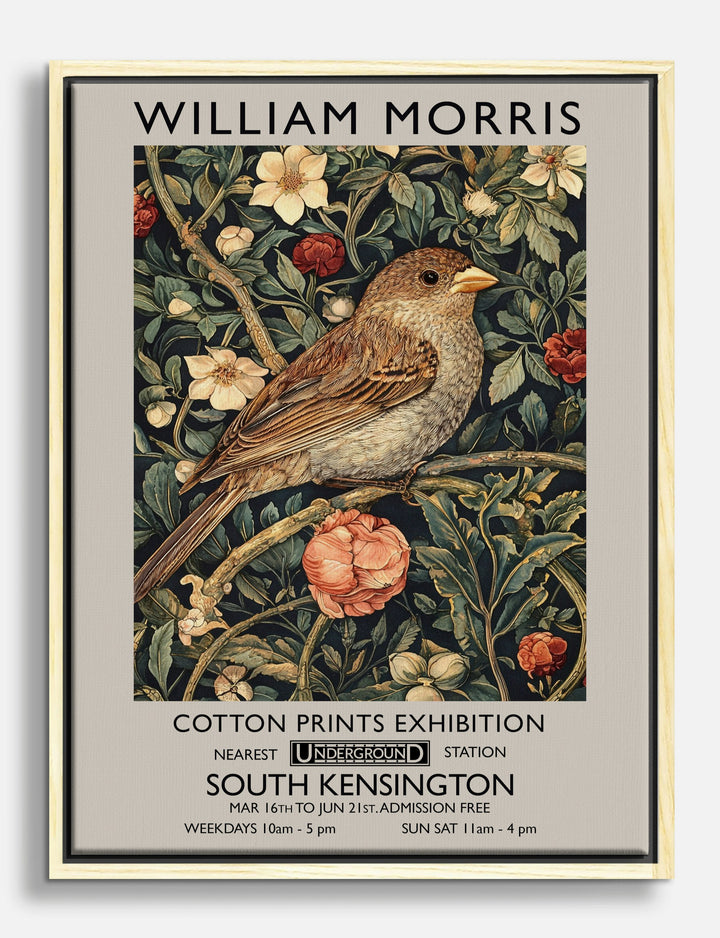 Morris Bird Garden Canvas Print Oak
