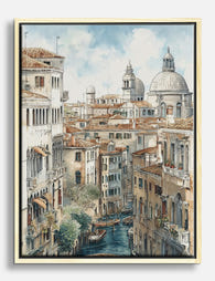 Sunlit Venice Streets Canvas Print Oak