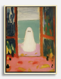 Ghost at the Open Window Canvas Print Oak