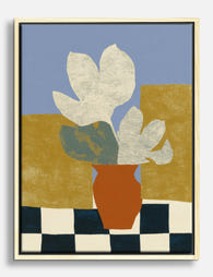 Neutral Modern Vase Still Life Canvas Print Oak