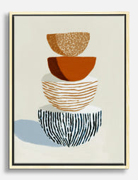 Stacked Earthy Bowls Canvas Print Oak