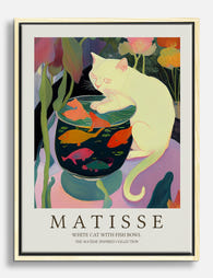 Matisse White Cat & Fishbowl Canvas Print Oak