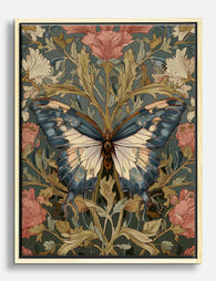 Botanical Butterfly by Morris Canvas Print - Oak