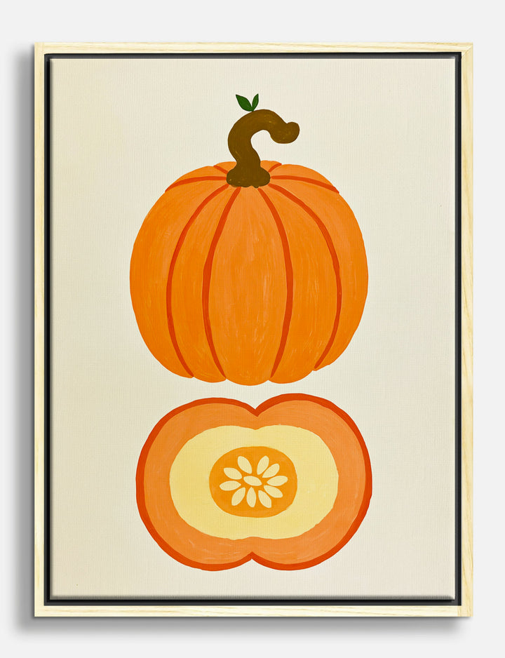 Pumpkin and Half — Folk Kitchen Study Canvas Print Oak