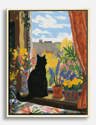 Cat by the London Window Canvas Print Oak