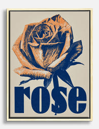 Retro Rose Typography Canvas Print Oak