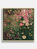 Klimt-Inspired Flower Garden in Pink Canvas Print