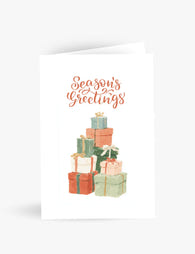 Stack of Festive Gift Boxes - Season’s Greetings Christmas Card