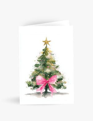 Christmas Tree with Pink Bow Card