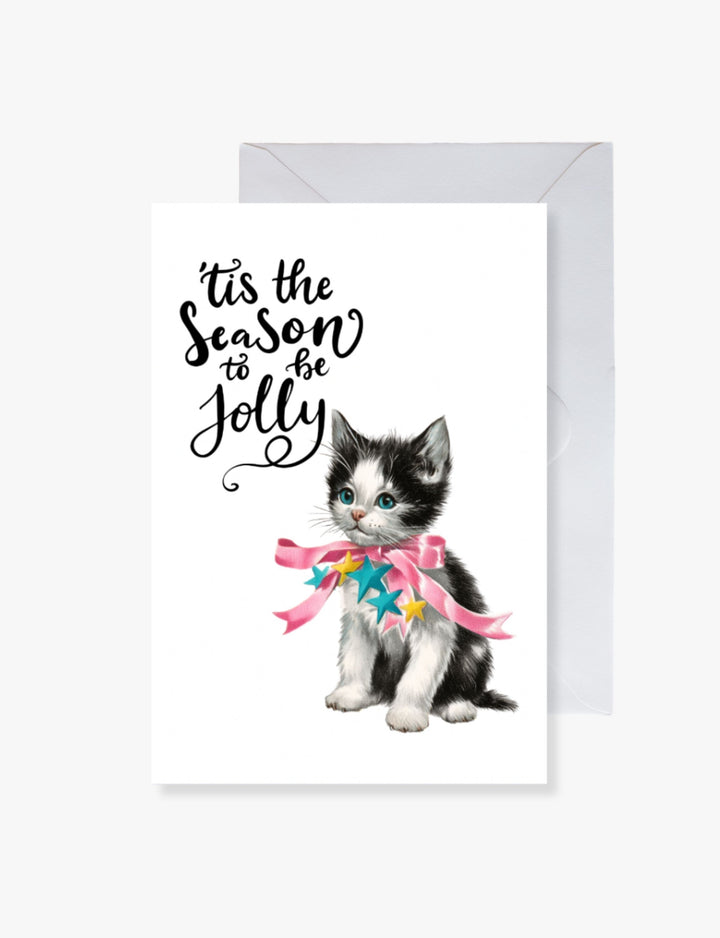 ’Tis the Season to Be Jolly Holiday - Vintage Kitten Christmas - Card
