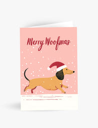 Merry Woofmas - Funny Dachshund Dog  Christmas Card