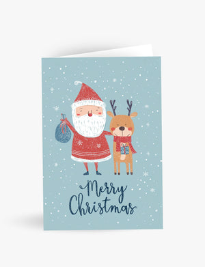 Santa and Reindeer Christmas Card