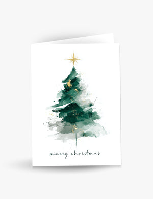 Merry Christmas Painted Tree Card