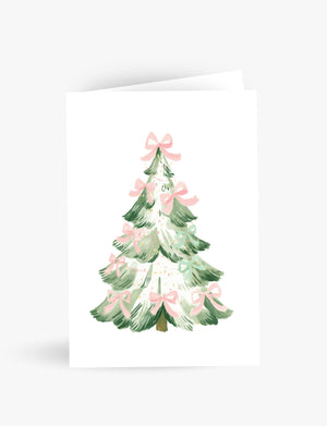 Christmas Tree Pink Bows Card
