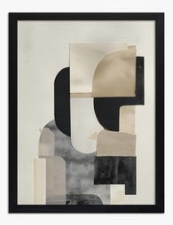 Soft Angles Monochrome Art Print - Black