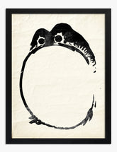Zen Frog Circle Art Print - Black