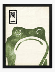 Green Frog Harmony Art Print - Black