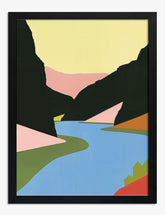Serene Valley Flow Art Print - Black
