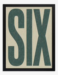 Bold Number Six Art Print Black