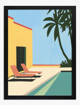 Sunlit Poolside Escape Art Print - Black