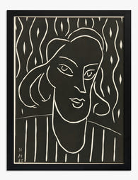 Matisse Minimal Line Portrait Art Print - Black