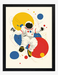 Playful Astronaut Pop Art Print Black