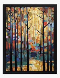 Klimt Sunlit Forest Art Print - Black