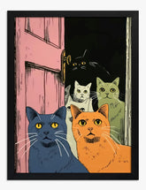 Curious Cat Crew Art Print - Black