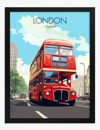 London Red Bus Vibes Art Print - Black