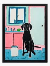 Playful Pup in Pastel Art Print - Black