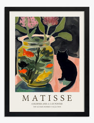 Matisse Goldfish & Cat Art Print - Black
