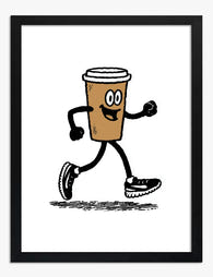 Morning Coffee on the Move Art Print Black